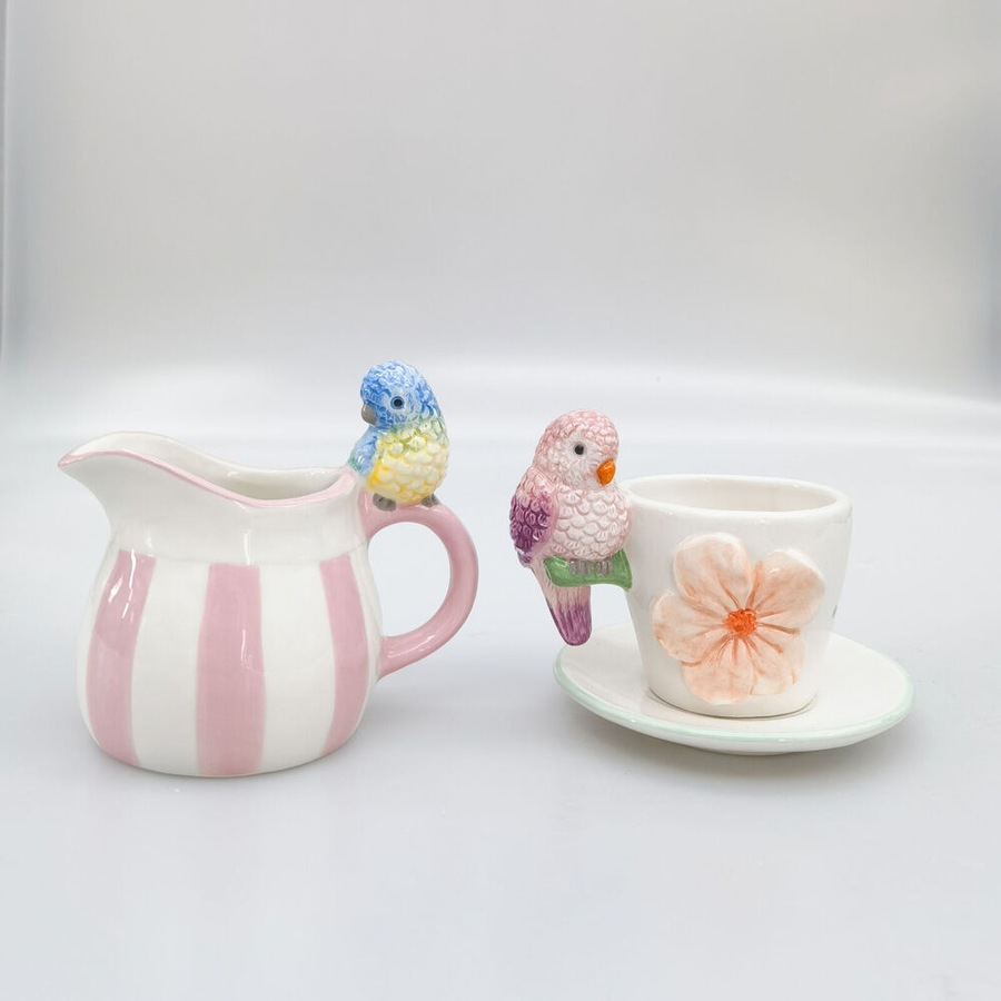 Urban Ceramic Perdy Parrot Pitcher Beverage Serving Jug 13x12cm Pink