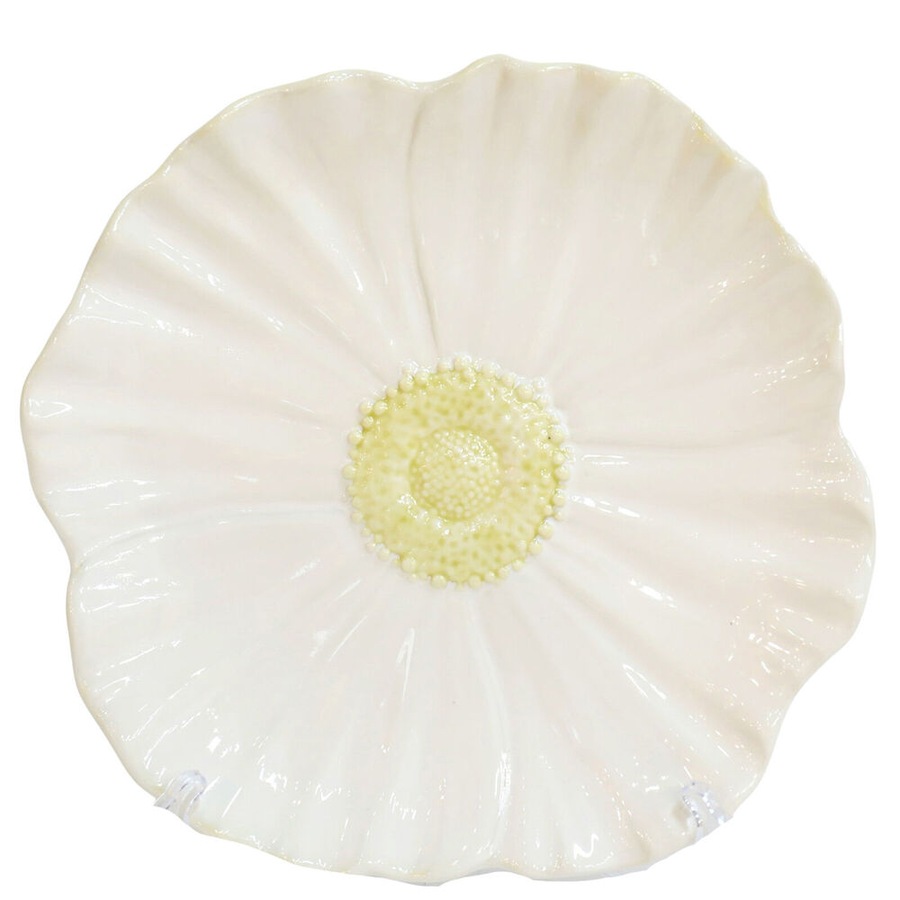 Urban Ceramic Round Flower Serving Plate Dish 20cm White/Yellow