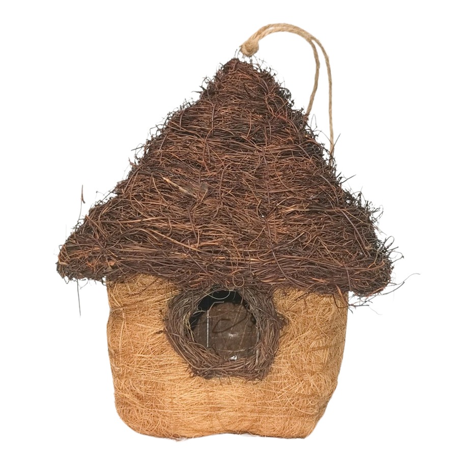 Urban HUSK Hanging Birdhouse Brown 26cm Home Decor Outdoor Garden Ornament