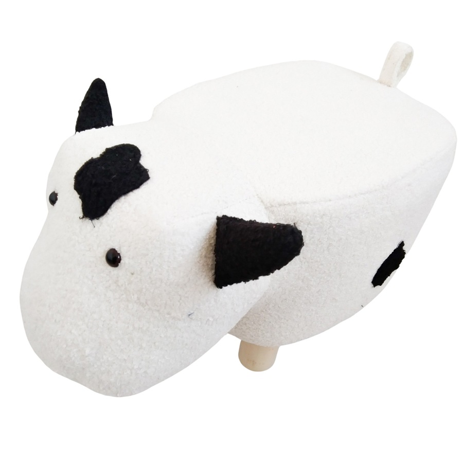 Urban Products 48x30cm Cow Boucle Stool Kids/Children Chair Footstool White