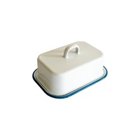 Urban Style 14cm Enamel Butter Dish Rectangular Container Storage w/ Lid White