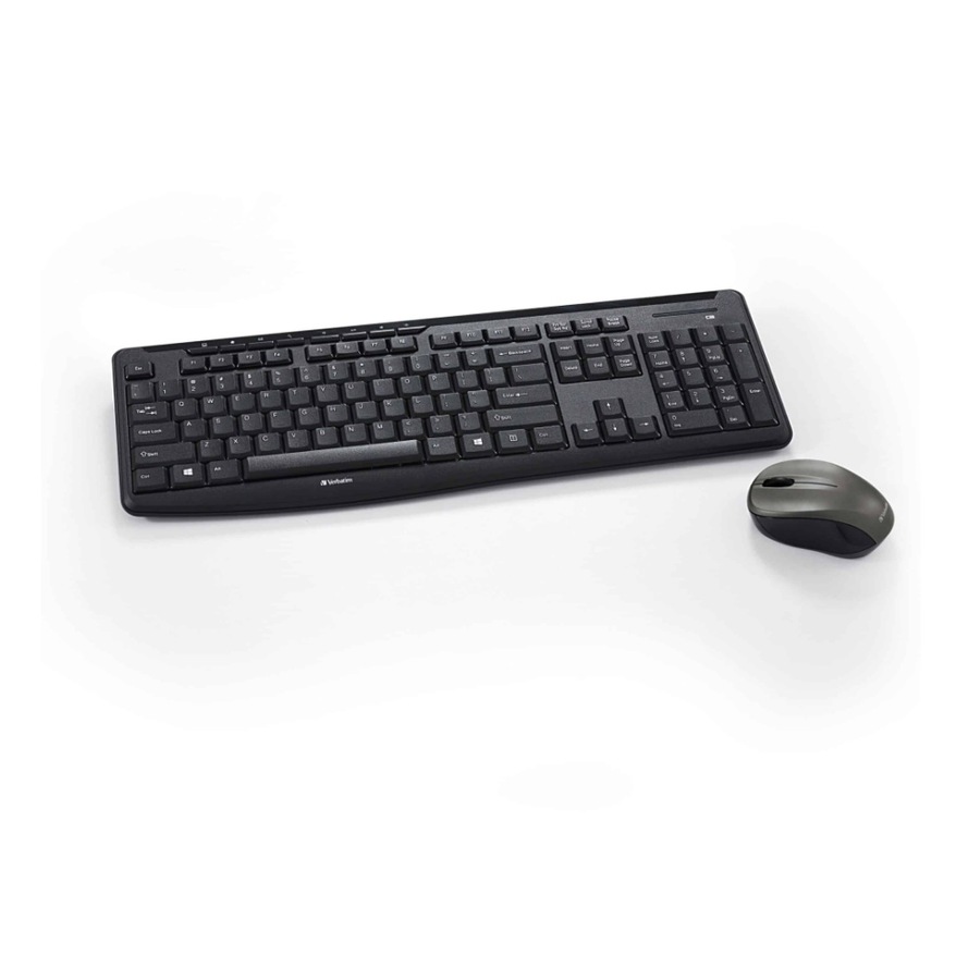 VERBATIM Silent Slim Wireless Blue LED Mouse & Keyboard Set Black
