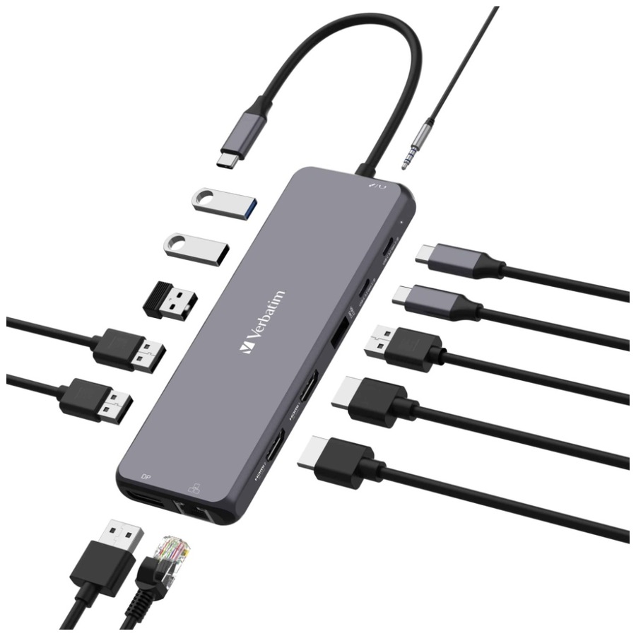 VERBATIM USB-C Connected USB-A & C/HDMI/RJ45 Multiport Connection Hub CMH-13