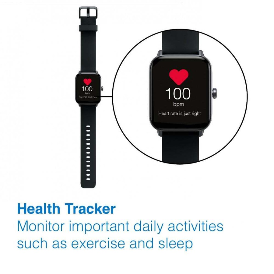 Vfitness Momentum 3 Sports/Fitness Smart Watch w/ Alexa Voice Assist Black