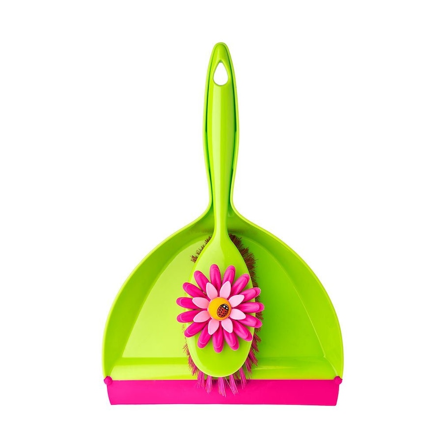 Vigar Flower Power Handy Broom & Dust Pan Set Floor Cleaning Sweeping Green