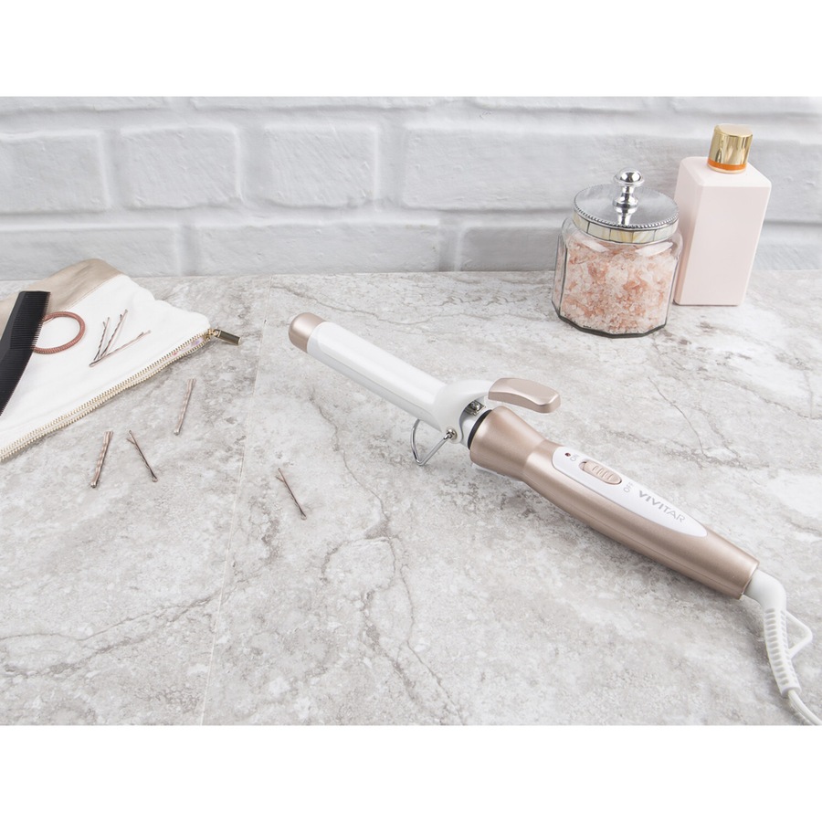 Vivitar Ceramic Tourmaline Curling Iron Barrel Pink 1in Hair Styling Tool