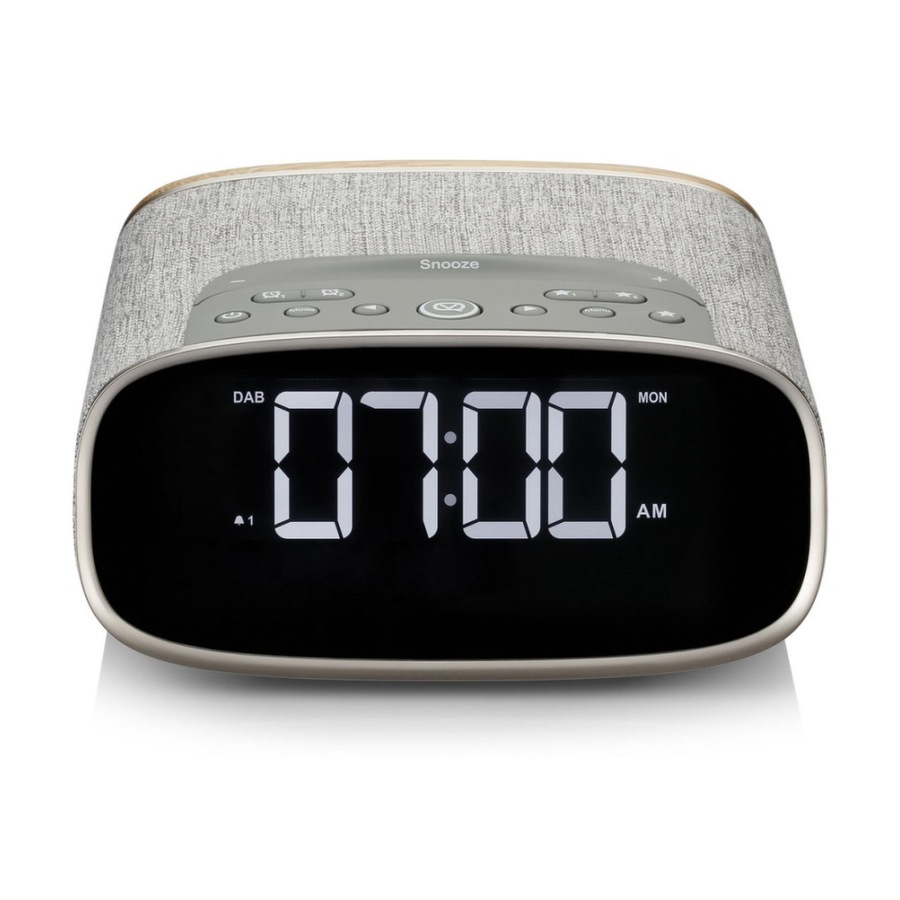VQ Lark DAB Digital Clock Radio w/ Wireless Bluetooth Speaker Grey Oak