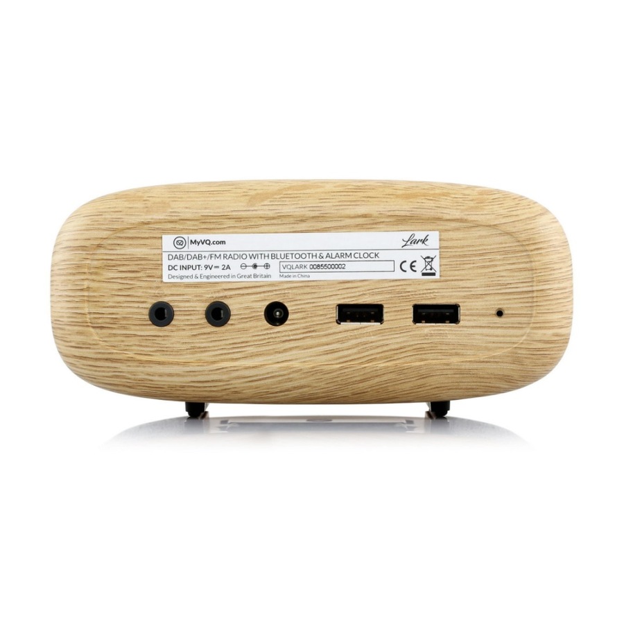 VQ Lark DAB Digital Clock Radio w/ Wireless Bluetooth Speaker Grey Oak