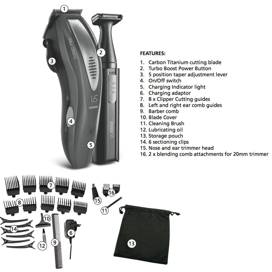 VS Sassoon Men VSM2330A Metro Grooming Hair Beard Clipper Trimmer Cordless Kit