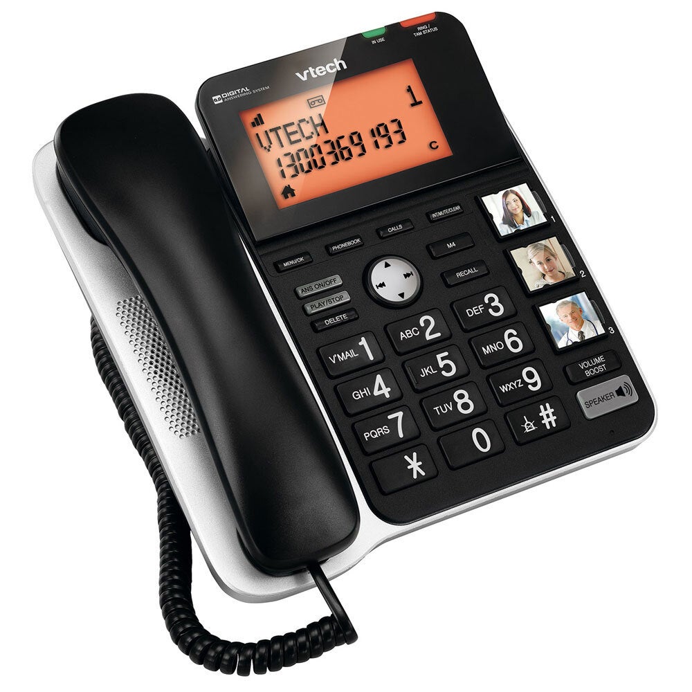 VTech 20250E DECT Corded Desk Phone Handset Home Telephone w/ Speakerphone Black