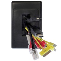 PRO2 Black Wall Plate W/Brush Outlet Cover For Cable Lead Management/Organiser