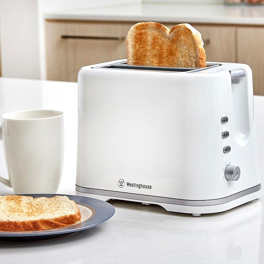 Westinghouse 2 Slice Toast Bread/Toaster Defrost/Reheat Plastic Toaster - White
