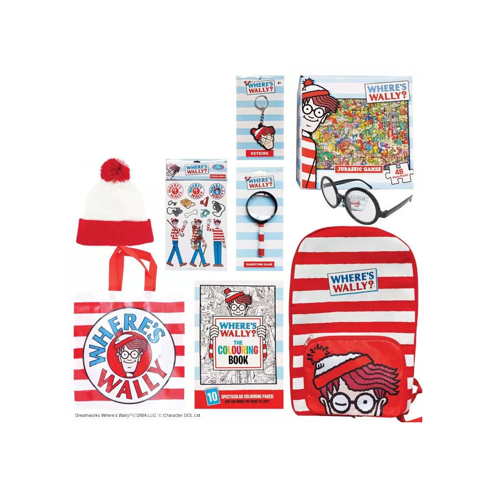 Where's Wally Showbag 21/Backpack/Beanie/Glasses/Keychain/Puzzle/Colouring Book