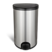 White Magic 50L Smart Bin Toe Tap Rubbish Can Foot Pedal Trash Container Silver