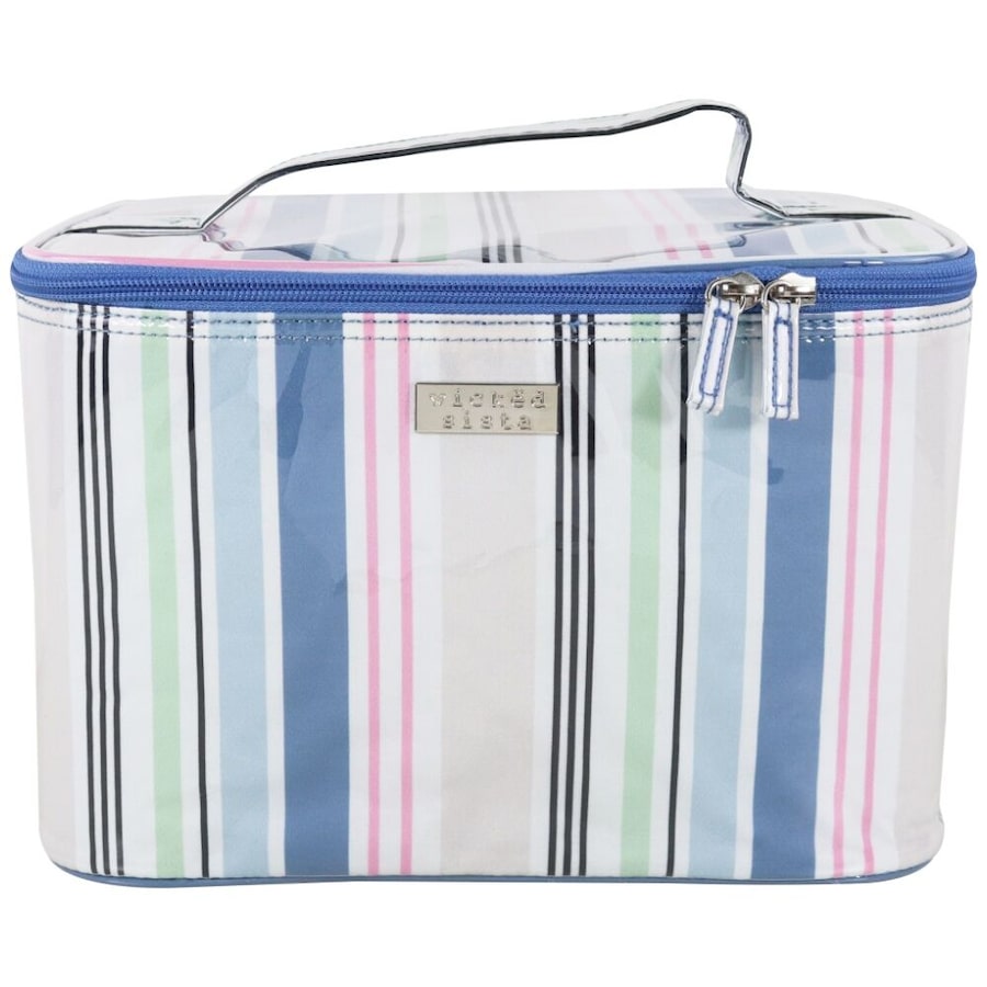 Wicked Sista Anderson Stripe Large Beauty Case Waterproof Makeup Bag Blue