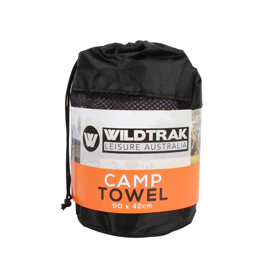 Wildtrak Quick Dry 90x42cm Camp Towel Rectangle w/Bag Outdoor Camping Small Grey