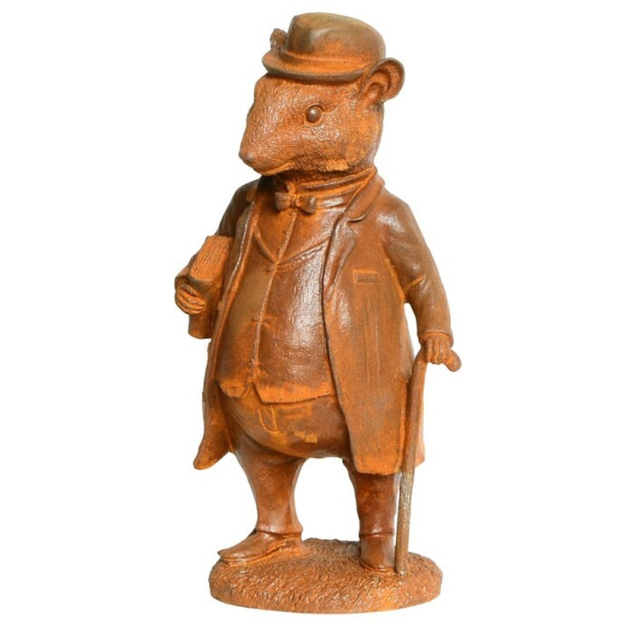 Willow Rat 28.5cm Cast Iron Ornament Sculpture Outdoor Figurine Yard Decor Small