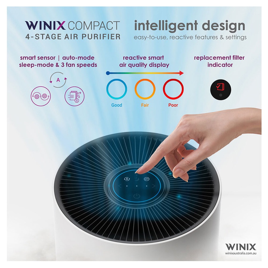 Winix Compact 4 Stage Allergen Air Purifier/Cleaner 29.5sqm HEPA/Carbon Filter