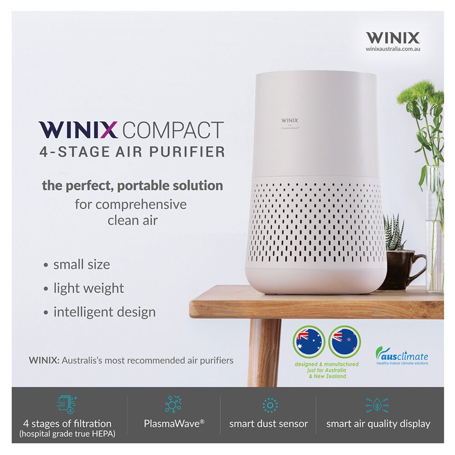 Winix Compact 4 Stage Allergen Air Purifier/Cleaner 29.5sqm HEPA/Carbon Filter