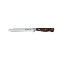Wusthof Crafter S/S Serrated Utility Knife w/Oak Timber Grip 14cm Blade Brown