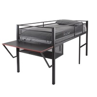 X Rocker Sanctum Gaming Mid Sleeper Elevated Bed w/ Gaming Desk/Shelf Black