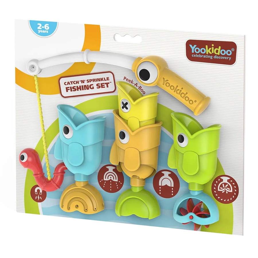 Yookidoo Catch N Sprinkle Fishing Set Kids/Toddler Animal Fish Bath Toy 2-6y