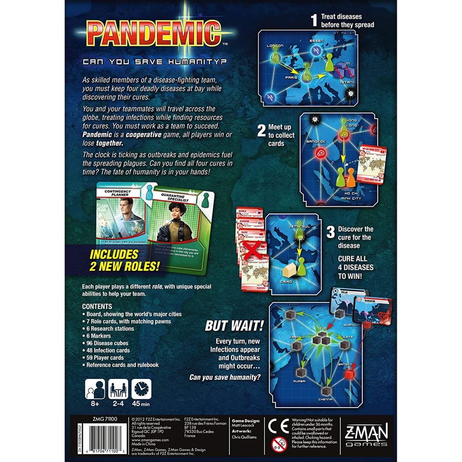 Z-Man Games Pandemic Cooperative Card Drafting Trick-Taking Board Game 8y+
