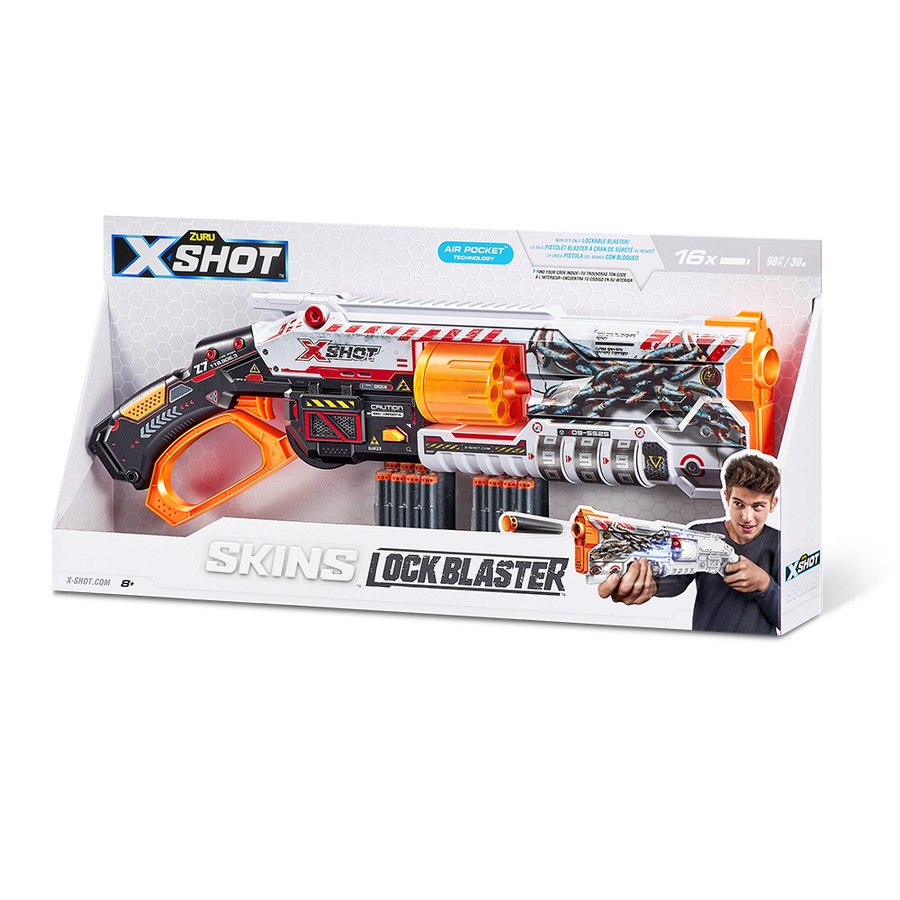 Zuru X-Shot Skins Lock Blaster Gun Kids/Children Outdoor Fun Play Game Toy 8+
