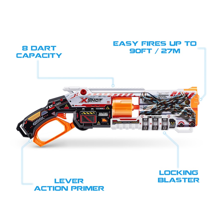 Zuru X-Shot Skins Lock Blaster Gun Kids/Children Outdoor Fun Play Game Toy 8+