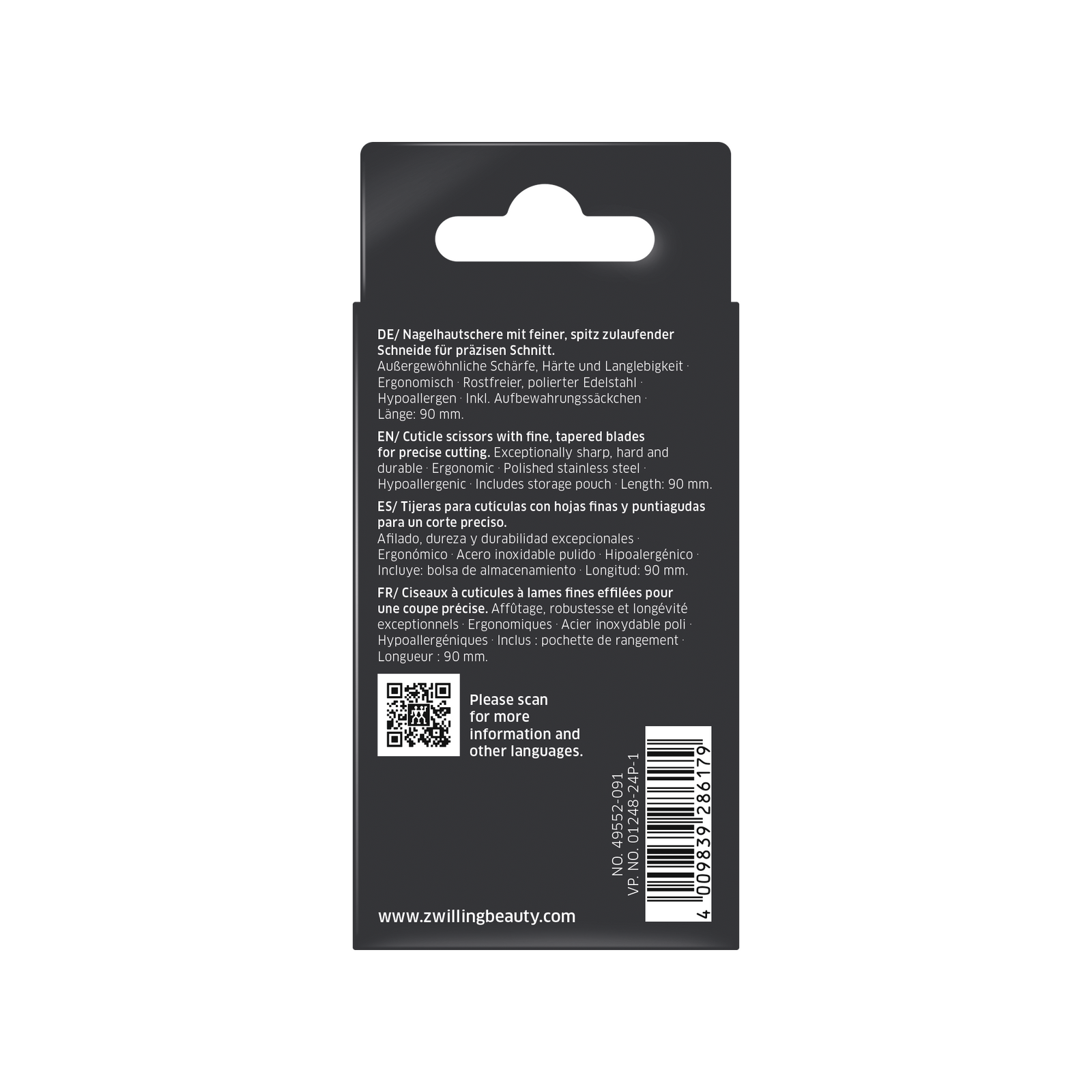 Zwilling Classic Inox Stainless Steel Trimming Cuticle Scissors Manicure Silver