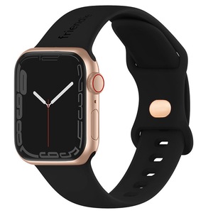 Silicone Sports Band Black with Gold Pin - The Noosa - Compatible with Apple Watch Size 38mm to 41mm