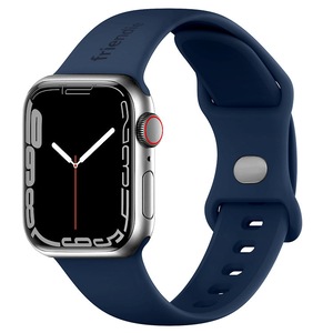 Silicone Sports Band Navy Blue with Silver Pin - The Noosa - Compatible with Apple Watch Size 42mm to 45mm