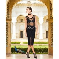 Hand Beaded Top On Tulle