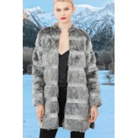 Faux Fur Coat with Hand Beaded Sequin