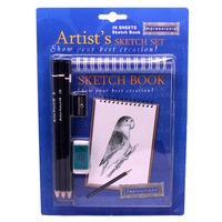 Small Artist Sketch Book With Pencils, Eraser And Sharpener