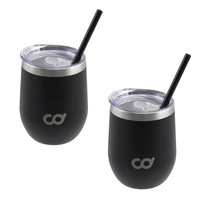 CyclingDeal Stainless Steel Coffee Mug Set of 2 - Double Wall Insulated Coffee Mug with Lid