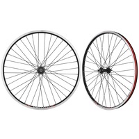 CyclingDeal Mountain Bike Bicycle MTB 26" Double Wall Alloy Wheelset - Compatible with 5/6/7/8 Speed Thread-on Freewheel - Bolt-on Axle Front & Rear