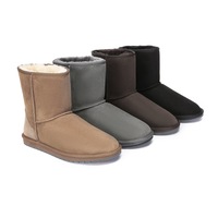 AUSTRALIAN SHEPHERD® UGG Boots Men Double Faced Sheepskin Wool Large Size Short Classic