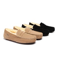 AUSTRALIAN SHEPHERD® UGG Slippers Men Sheepskin Wool Ankle Casual Moccasins
