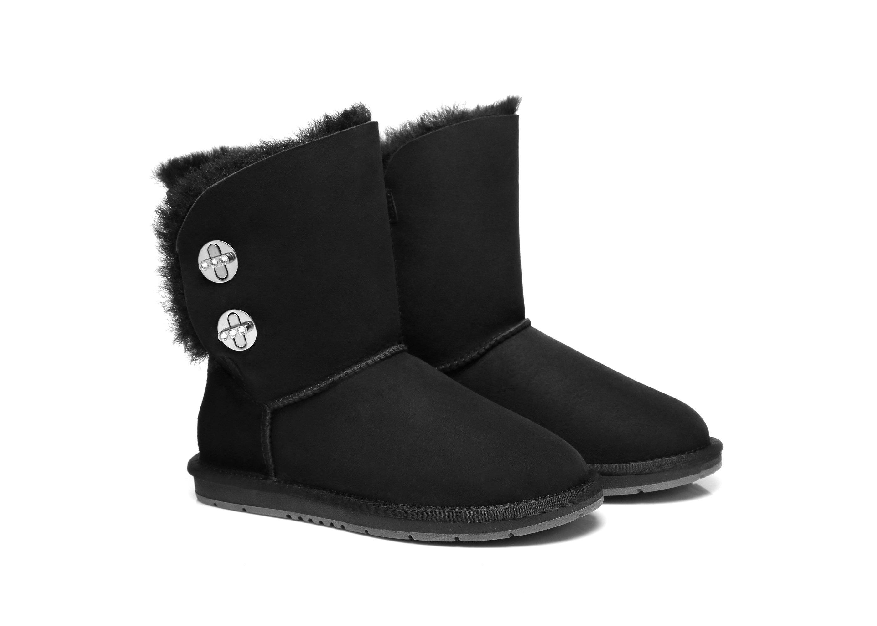 Black ugg boots with diamond button best sale