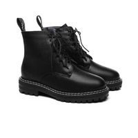 TARRAMARRA® Women Leather Sheepskin Wool Lace Up Black Boots Lana