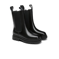 TARRAMARRA® Women Leather Sheepskin Wool Block Heel Black Boots Sherlyn