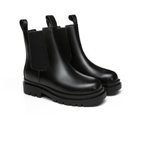 TARRAMARRA® Women Leather Sheepskin Wool Black Chunky Boots Vaneta