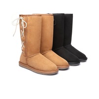 AUSTRALIAN SHEPHERD® UGG Boots Women Double Face Sheepskin Tall Side Lace