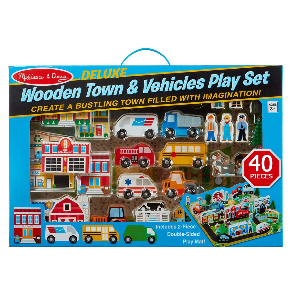 deluxe wooden town and vehicles play set