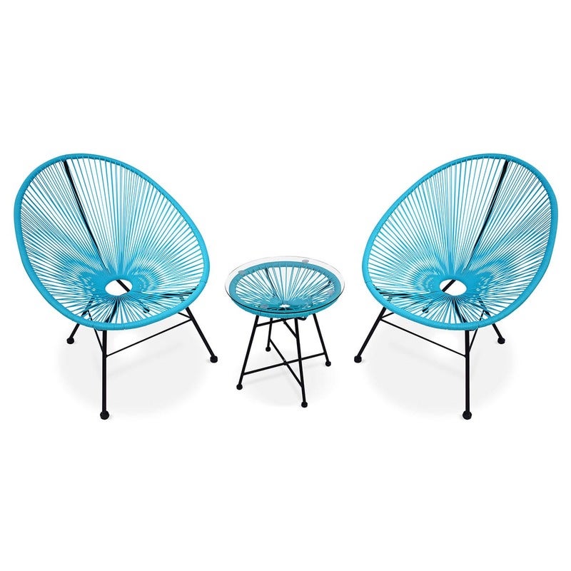 Buy ACAPULCO 2x Egg designer string chairs with side table