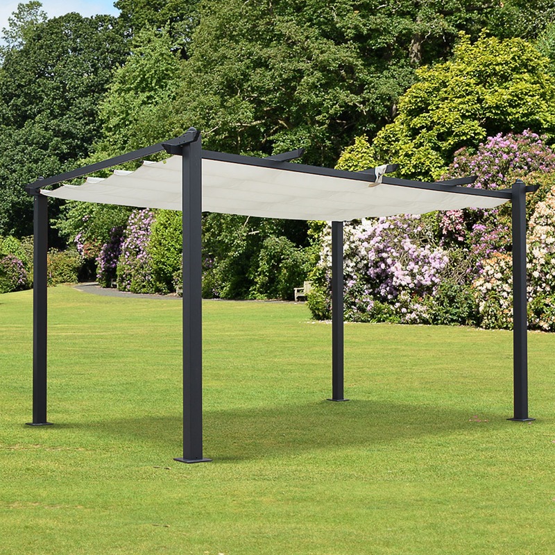 CONDATE 3X4m SemiPermanent Aluminium Gazebo with Retractable Shade