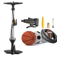 Pump Floor Hp Alloy 160Psi W/ Guage Polished 5-In-1 Patented Pump Head Via Velo Brand