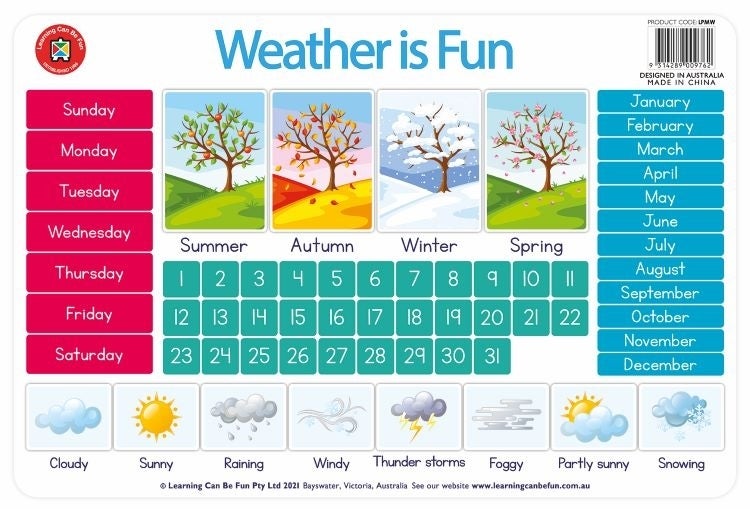Learning Can Be Fun - Weather is Fun Placemat