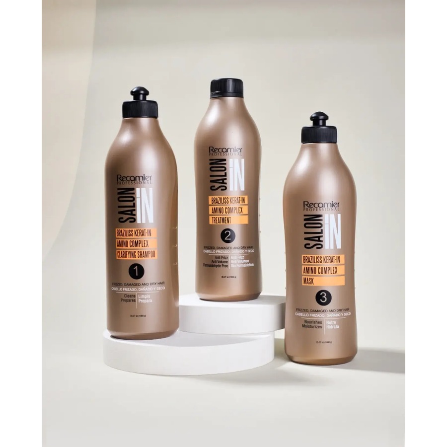 Recamier 3-Step System SalonIn Braziliss Keratin Hair Brazilian Blowout Treatment